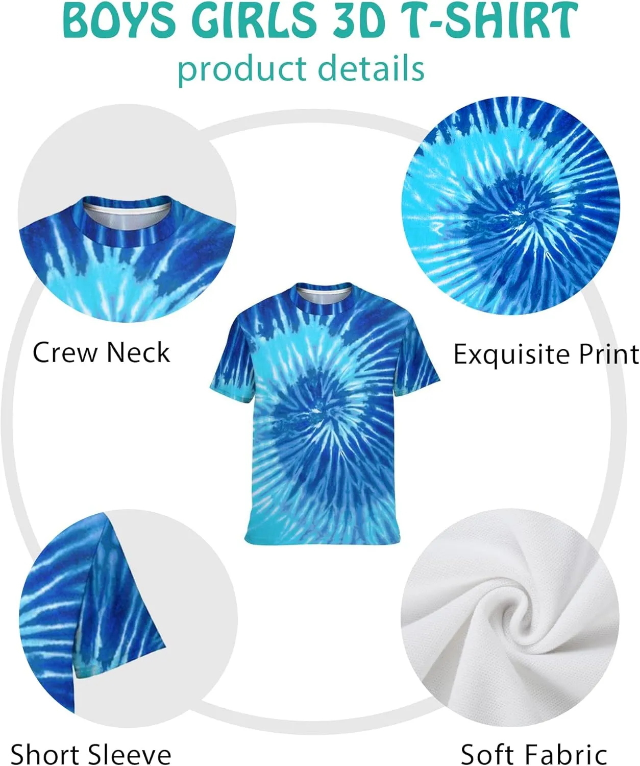 3D Graphic T Shirts for Boys Girls Kids, Casual Crewneck Short Sleeve Tops Tees for Teens 6-16 Years