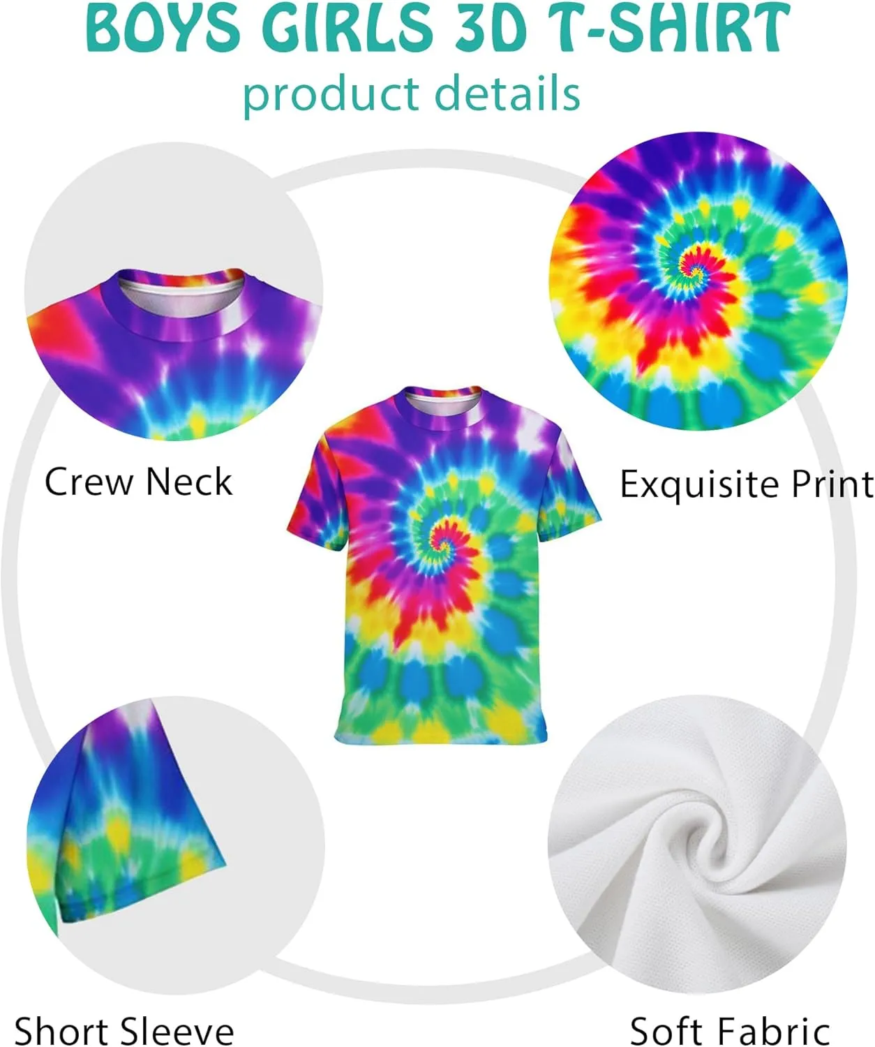 3D Graphic T Shirts for Boys Girls Kids, Casual Crewneck Short Sleeve Tops Tees for Teens 6-16 Years