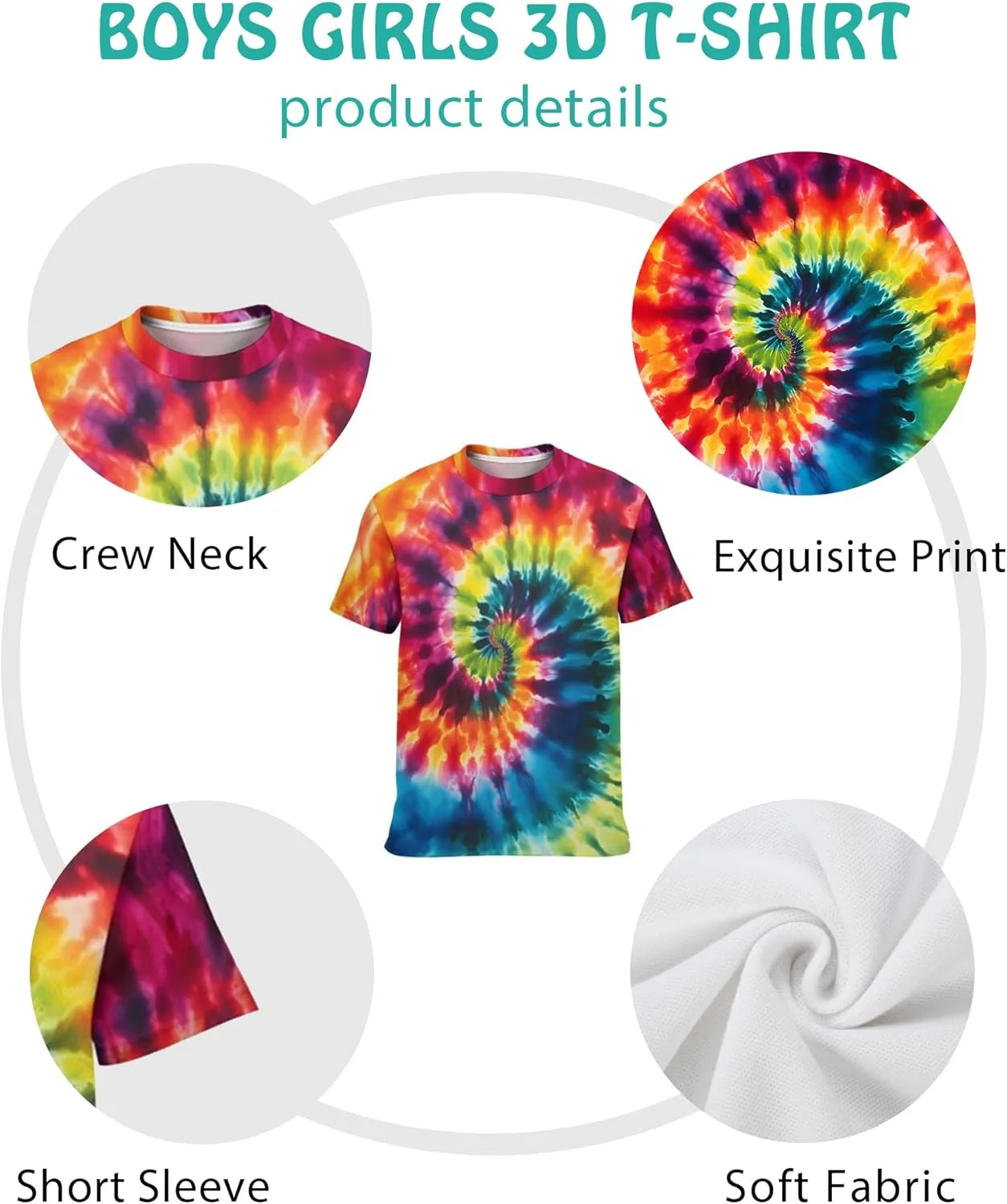 3D Graphic T Shirts for Boys Girls Kids, Casual Crewneck Short Sleeve Tops Tees for Teens 6-16 Years