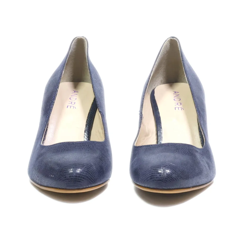Andre Mid-Heel Shoes Leather Blue Colour For Women