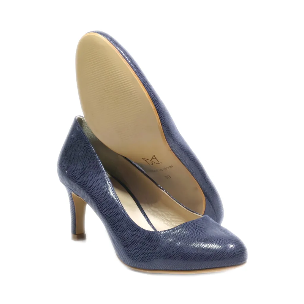 Andre Mid-Heel Shoes Leather Blue Colour For Women
