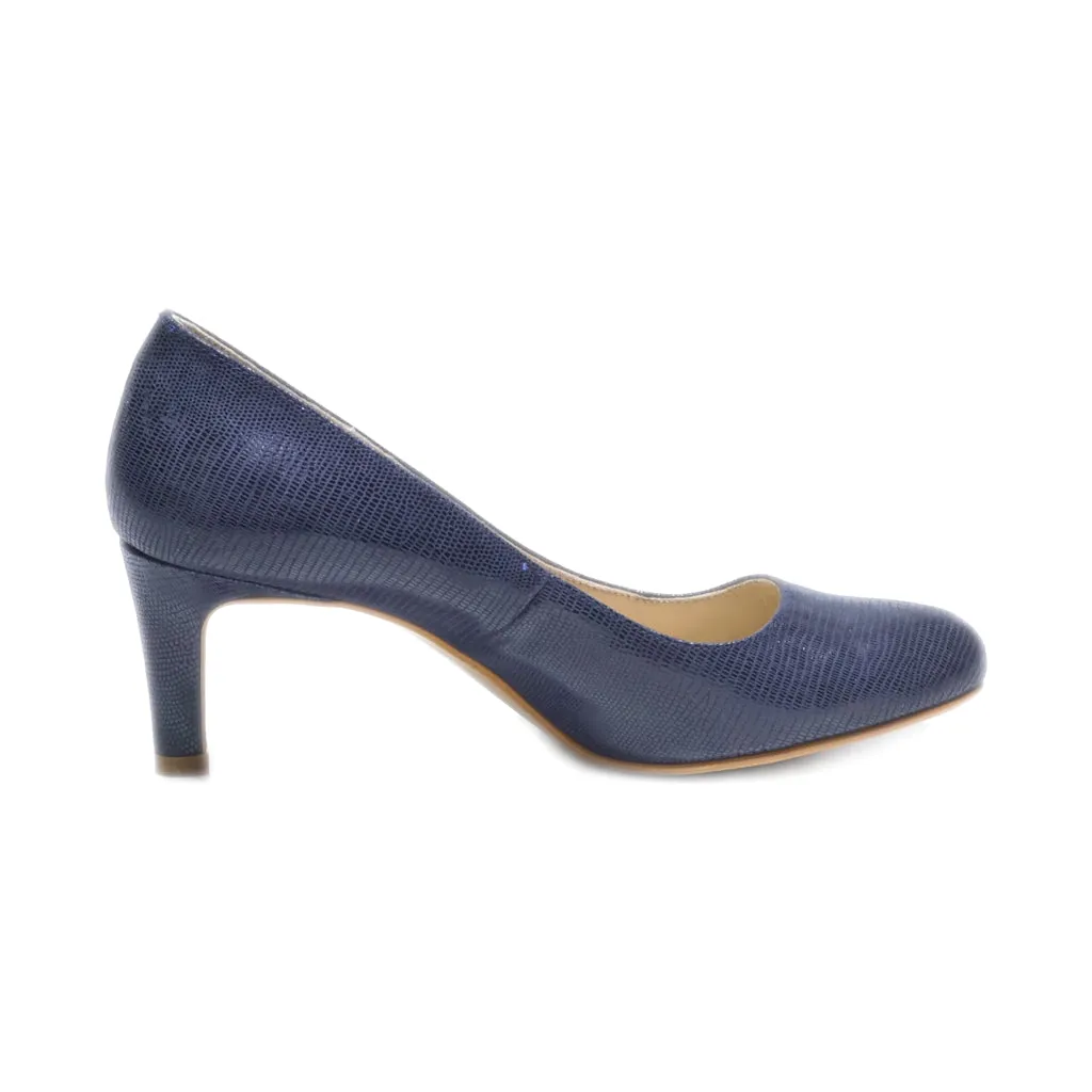 Andre Mid-Heel Shoes Leather Blue Colour For Women