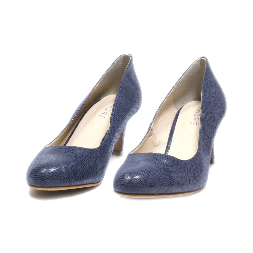 Andre Mid-Heel Shoes Leather Blue Colour For Women