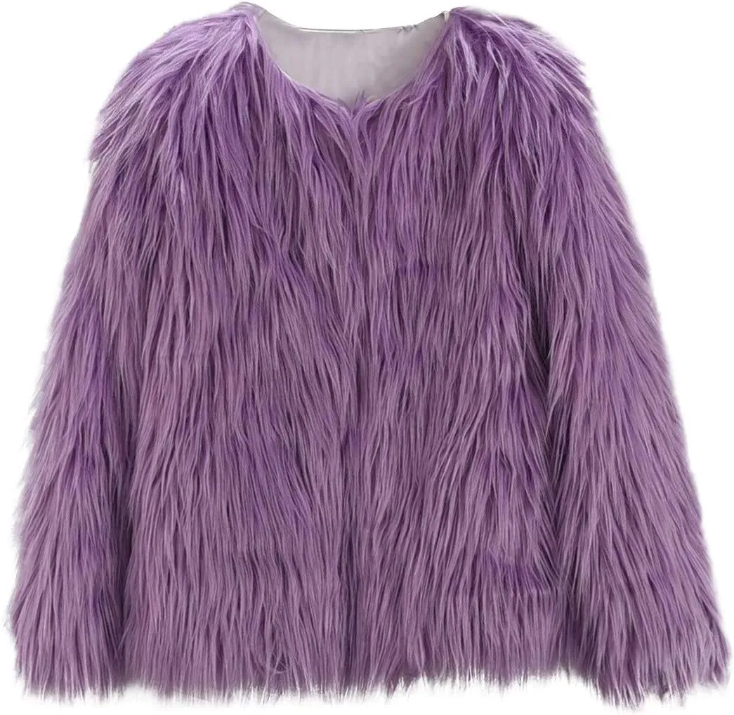 Baby Girls Children Fashion Autumn Winter Faux-Fur Coat Jacket 2-10Y Kids Thick Warm Outwear Clothes (Purple-1, 9-10 Years)