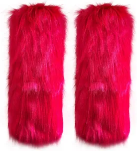 Cityelf Womens Fur Leg Warmer Winter Furry Long Boot Cuffs Fuzzy Shoes Cover Party Costume Holiday Festival Performance Play