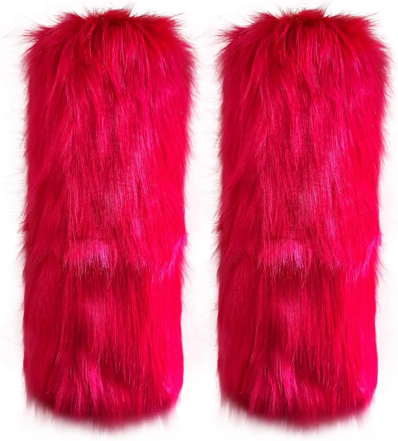 Cityelf Womens Fur Leg Warmer Winter Furry Long Boot Cuffs Fuzzy Shoes Cover Party Costume Holiday Festival Performance Play