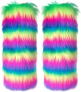 Cityelf Womens Fur Leg Warmer Winter Furry Long Boot Cuffs Fuzzy Shoes Cover Party Costume Holiday Festival Performance Play