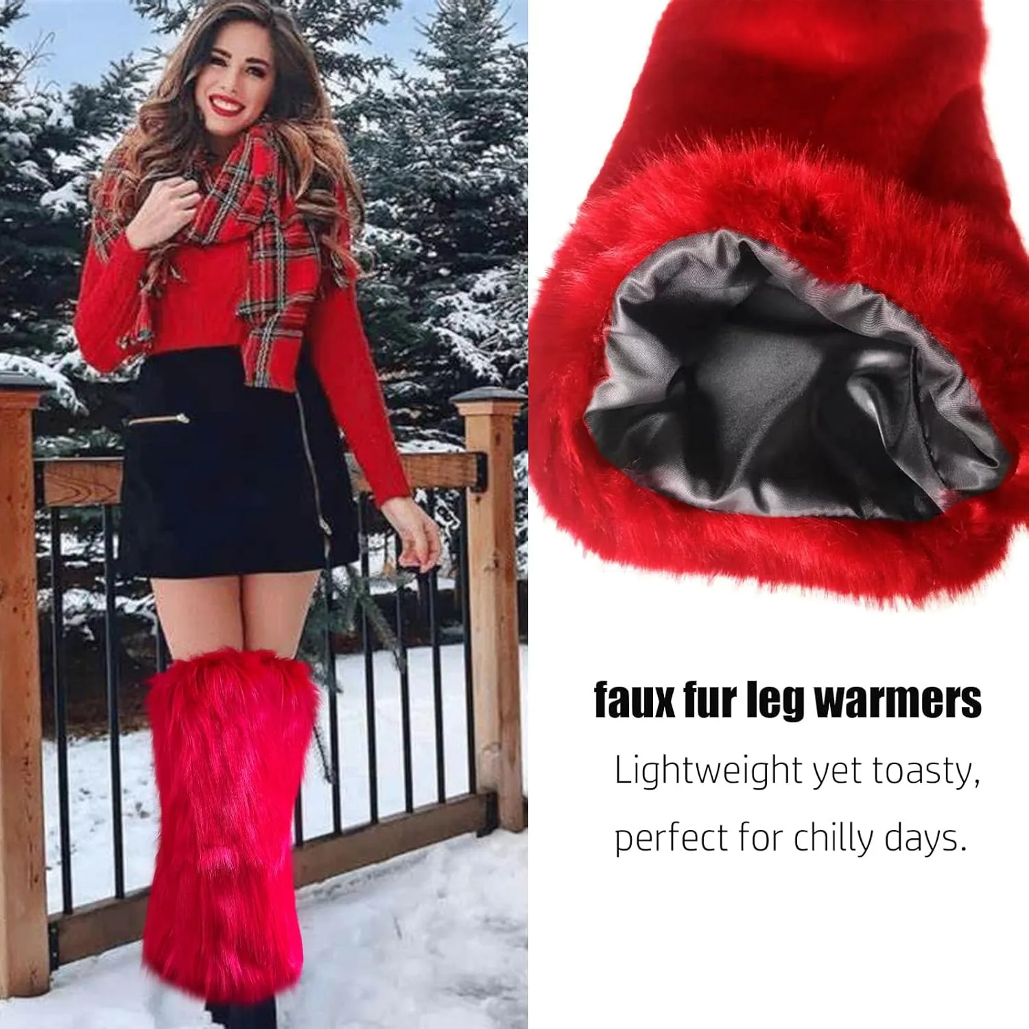 Cityelf Womens Fur Leg Warmer Winter Furry Long Boot Cuffs Fuzzy Shoes Cover Party Costume Holiday Festival Performance Play