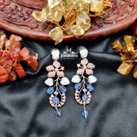 Contemporary Blue & White Victorian Rose Gold AD Zircon (CZ) Earring