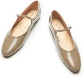 C.Paravano Women's Mary Jane Ballet Flats | Round Toe Leather Flats with Strap | Comfortable Work & Casual Shoes for Daily Wear