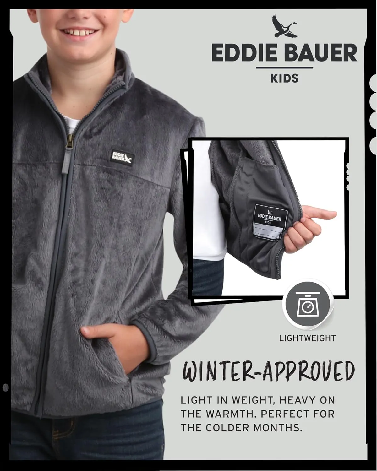 Eddie Bauer Kids' Zip Up - Kids' Full Zip Ultra Soft Sherpa Fleece Jacket for Boys and Girls (5-20)