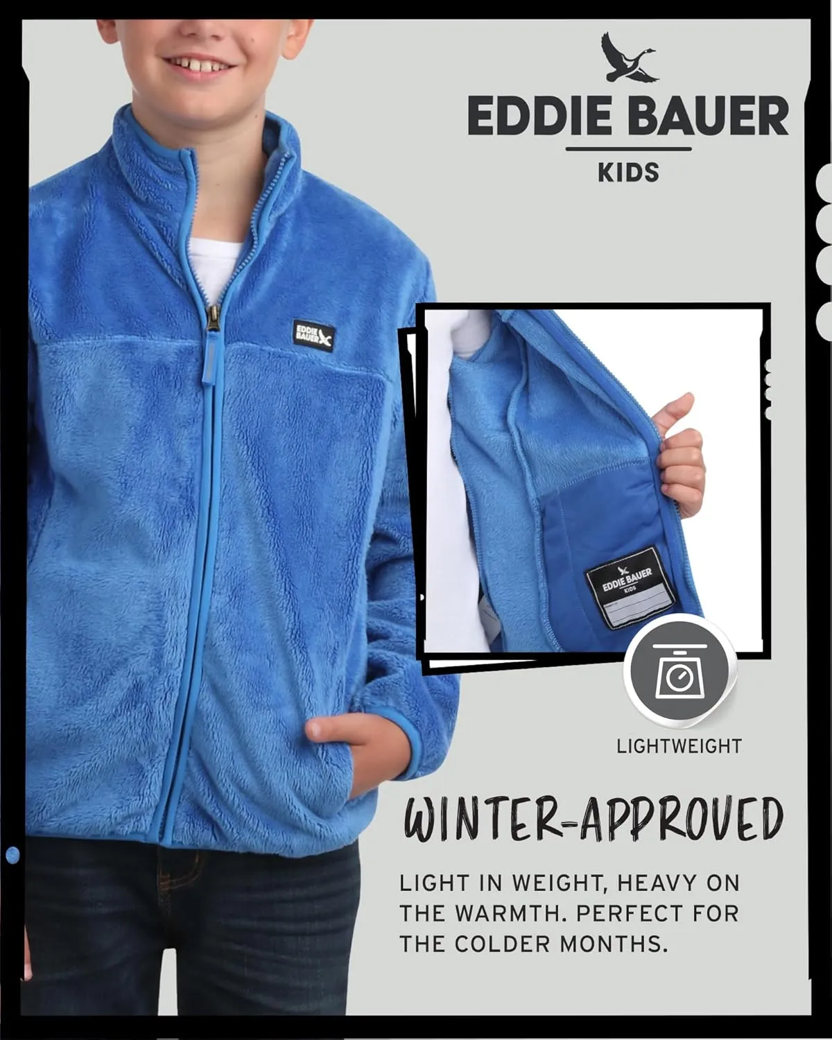 Eddie Bauer Kids' Zip Up - Kids' Full Zip Ultra Soft Sherpa Fleece Jacket for Boys and Girls (5-20)