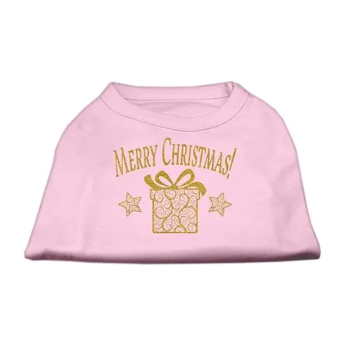 Golden Christmas Present Dog Shirt Light Pink Lg (14)
