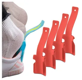 Handled Shoe Horn - Shoe Lifting Helper Easy on Easy Off, Plastic Shoehorn for Men, Women and Kids Color Red