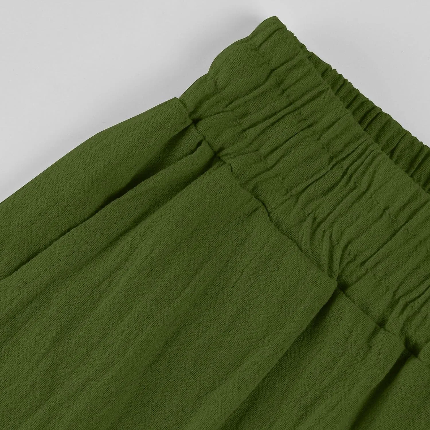 Linen Pants Women Comfy Elastic Waist Drawstring Cotton Pants Lightweight Tapered Lounge Vacation Beach Pants