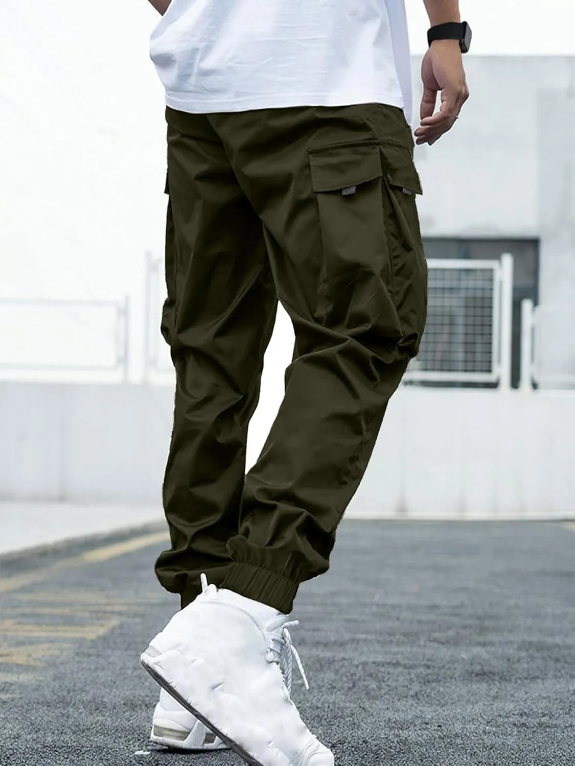Mens Cargo Joggers Pants Elastic Waist Drawstring Baggy Sweatpants Techwear Pants for Men