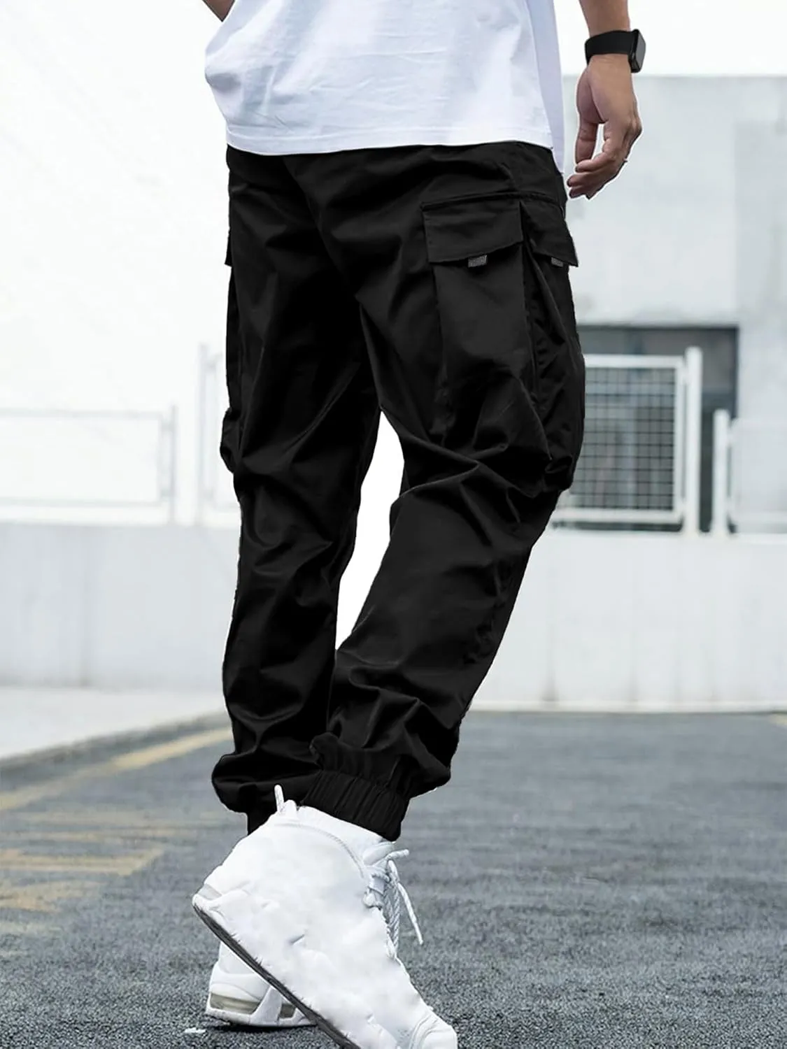 Mens Cargo Joggers Pants Elastic Waist Drawstring Baggy Sweatpants Techwear Pants for Men