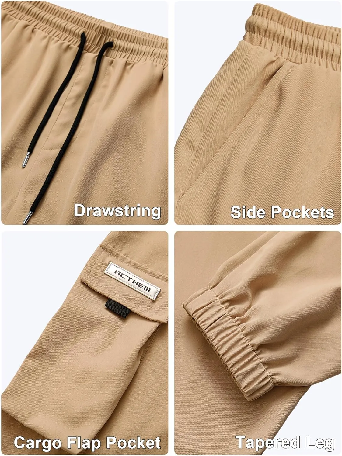 Mens Cargo Joggers Pants Elastic Waist Drawstring Baggy Sweatpants Techwear Pants for Men