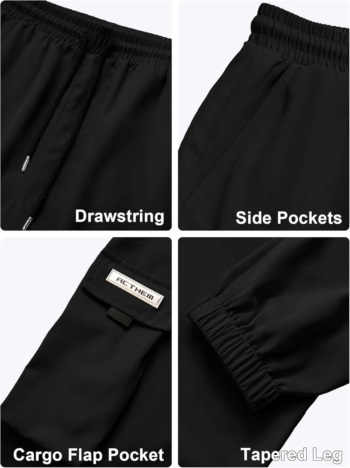 Mens Cargo Joggers Pants Elastic Waist Drawstring Baggy Sweatpants Techwear Pants for Men