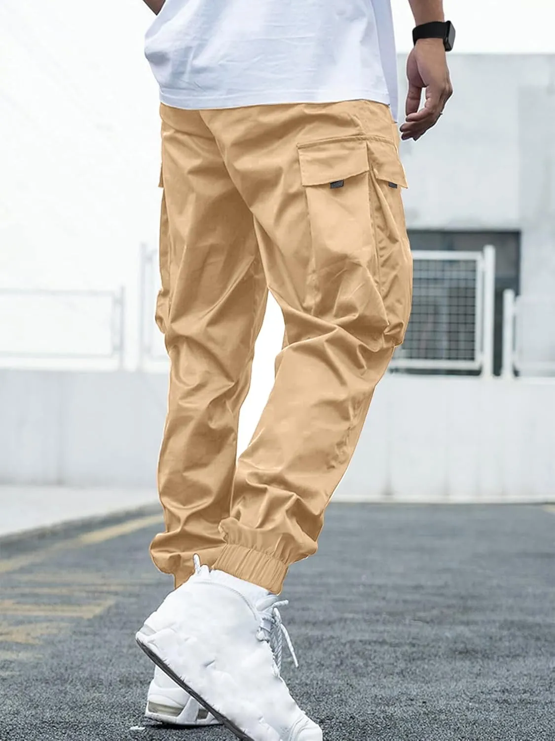 Mens Cargo Joggers Pants Elastic Waist Drawstring Baggy Sweatpants Techwear Pants for Men