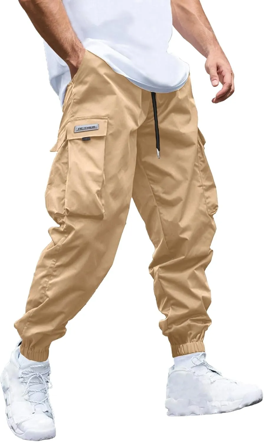 Mens Cargo Joggers Pants Elastic Waist Drawstring Baggy Sweatpants Techwear Pants for Men