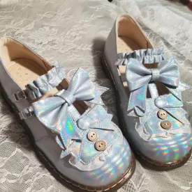 Sohiwoo kawaii shoes loli cos Japanese student sweet lolita shoes vintage round head comfortable women shoes cute lace ruffle bowknot ka