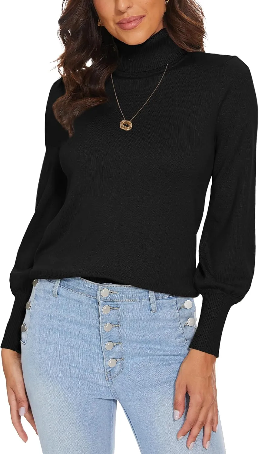 Spicy Sandia Women's Turtleneck Mock Neck Sweater Long Sleeves Casual Dressy Knit Pullover Tops Fall Winter Trendy