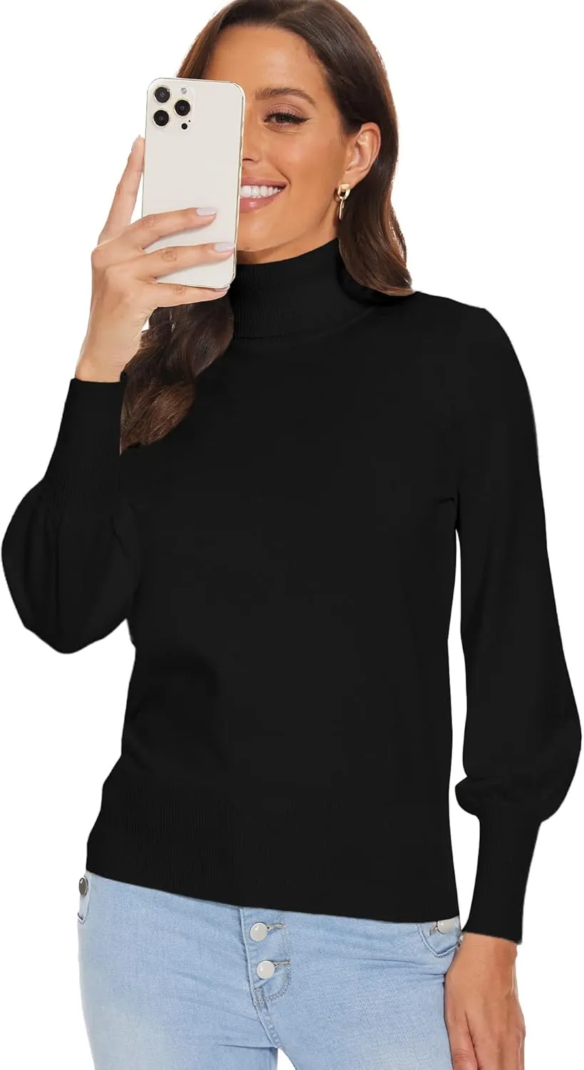 Spicy Sandia Women's Turtleneck Mock Neck Sweater Long Sleeves Casual Dressy Knit Pullover Tops Fall Winter Trendy