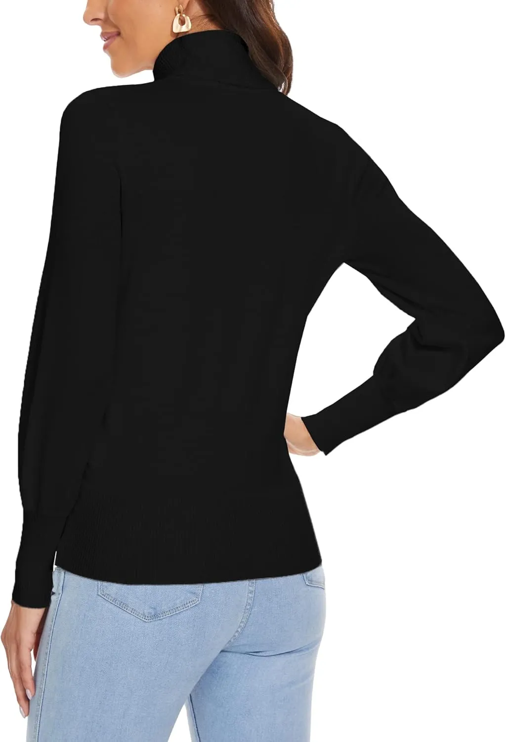 Spicy Sandia Women's Turtleneck Mock Neck Sweater Long Sleeves Casual Dressy Knit Pullover Tops Fall Winter Trendy