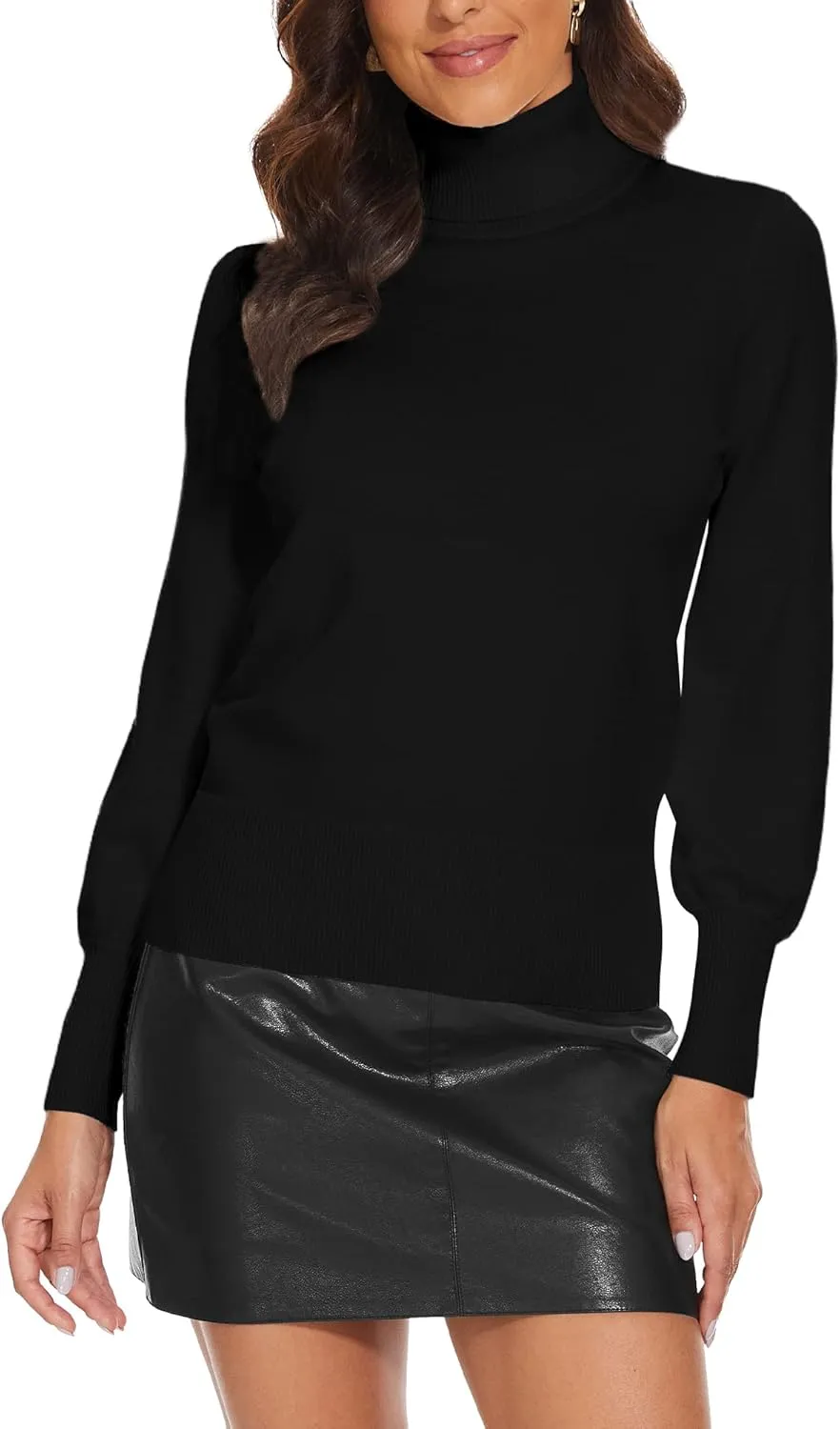 Spicy Sandia Women's Turtleneck Mock Neck Sweater Long Sleeves Casual Dressy Knit Pullover Tops Fall Winter Trendy