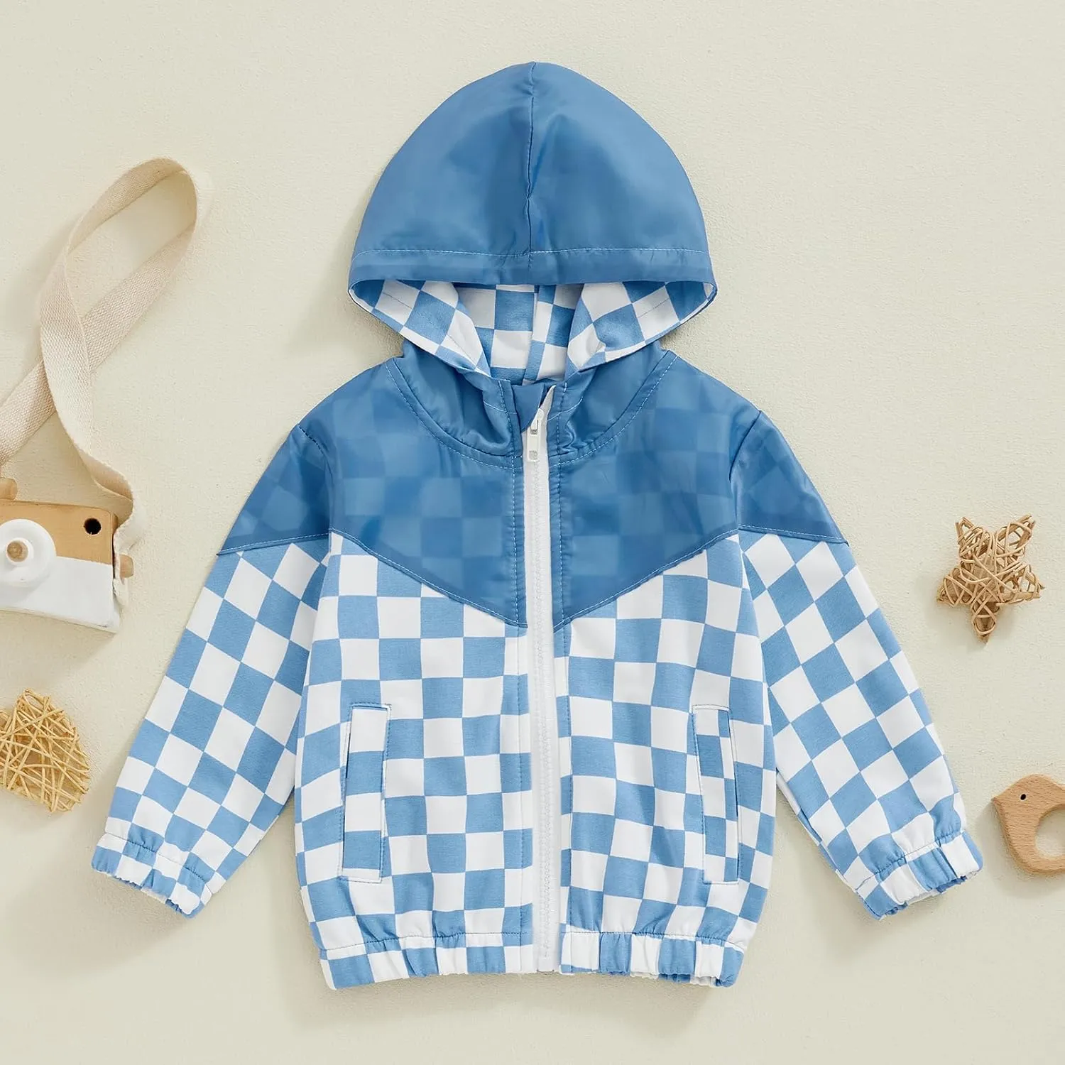 Toddler Baby Boy Fall Winter Jacket Kids Lightweight Windbreaker Outerwear Color Block Hooded Sweatshirt Coat