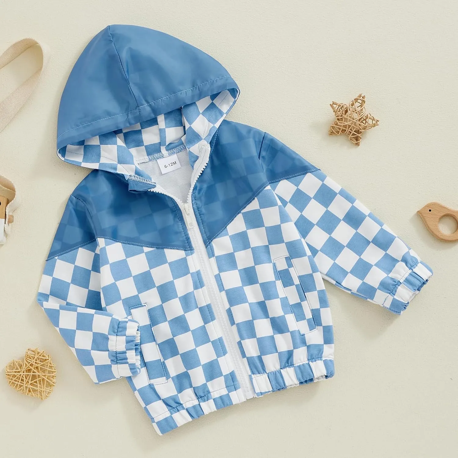 Toddler Baby Boy Fall Winter Jacket Kids Lightweight Windbreaker Outerwear Color Block Hooded Sweatshirt Coat