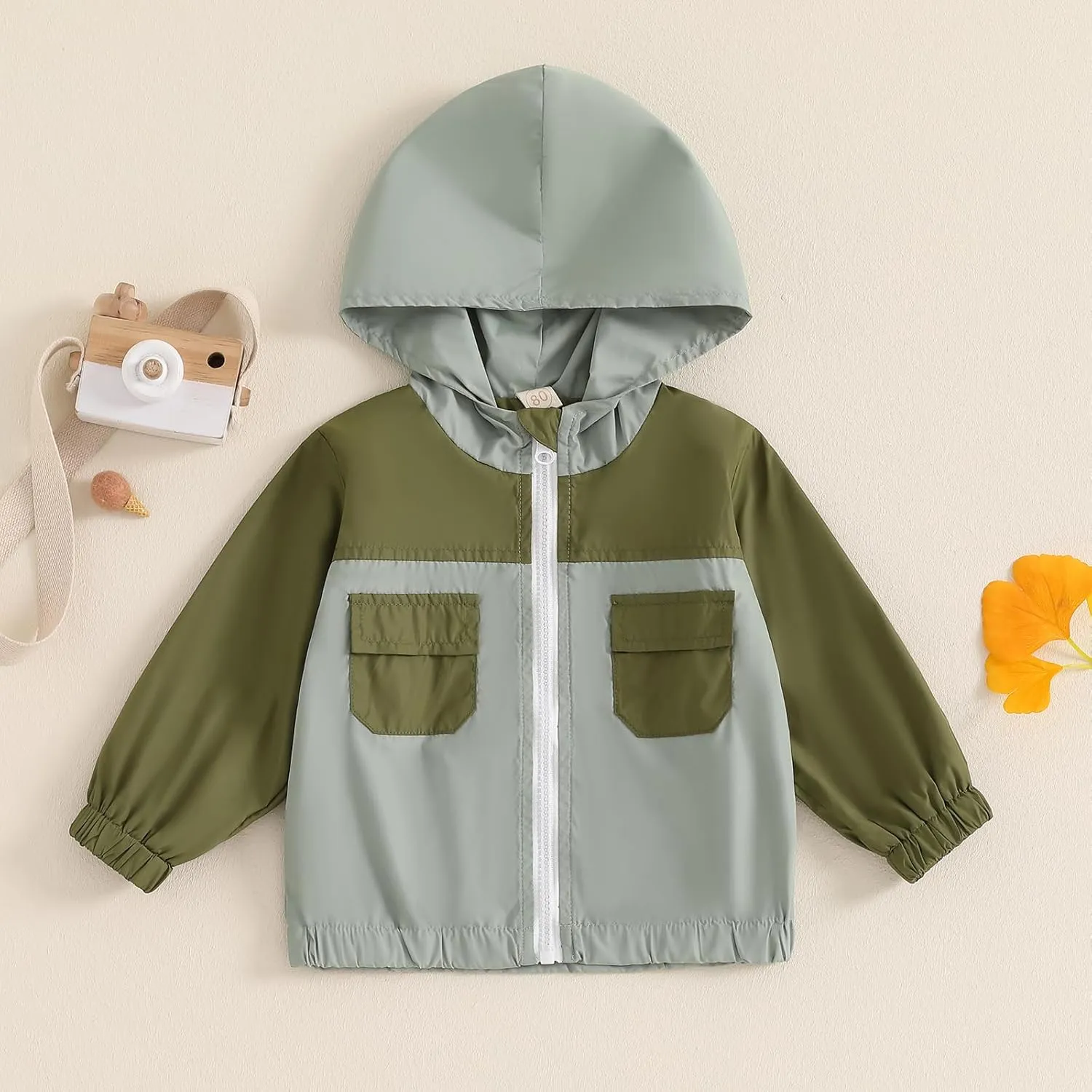 Toddler Baby Boy Fall Winter Jacket Kids Lightweight Windbreaker Outerwear Color Block Hooded Sweatshirt Coat