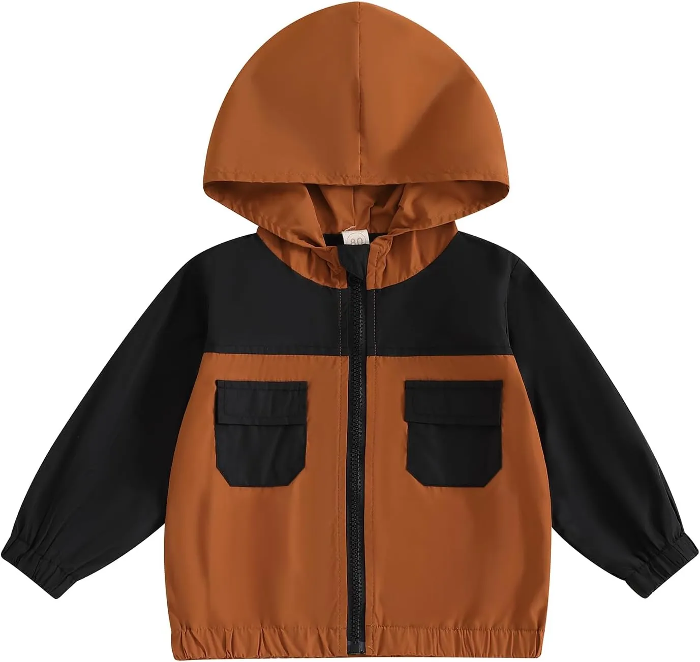 Toddler Baby Boy Fall Winter Jacket Kids Lightweight Windbreaker Outerwear Color Block Hooded Sweatshirt Coat