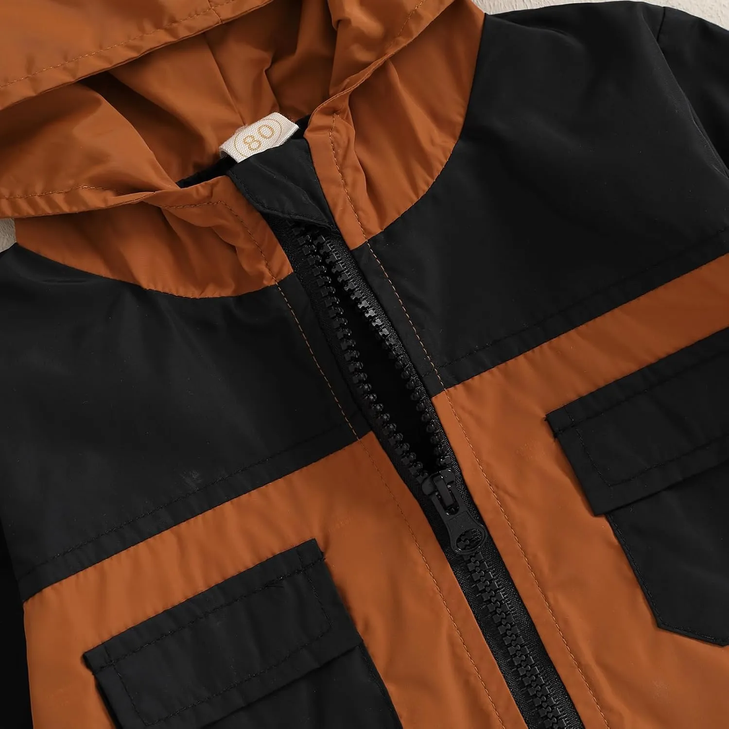 Toddler Baby Boy Fall Winter Jacket Kids Lightweight Windbreaker Outerwear Color Block Hooded Sweatshirt Coat