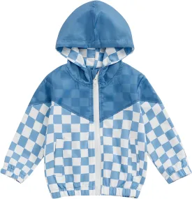 Toddler Baby Boy Fall Winter Jacket Kids Lightweight Windbreaker Outerwear Color Block Hooded Sweatshirt Coat