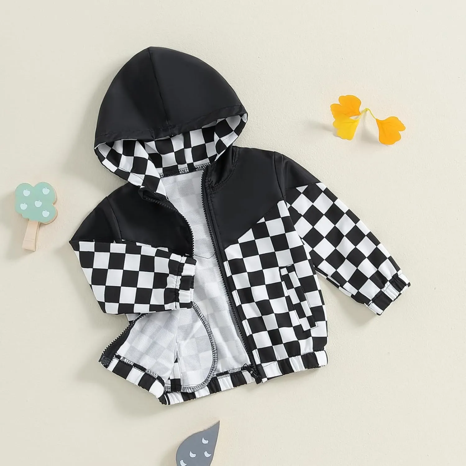 Toddler Baby Boy Fall Winter Jacket Kids Lightweight Windbreaker Outerwear Color Block Hooded Sweatshirt Coat