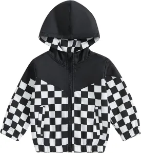Toddler Baby Boy Fall Winter Jacket Kids Lightweight Windbreaker Outerwear Color Block Hooded Sweatshirt Coat