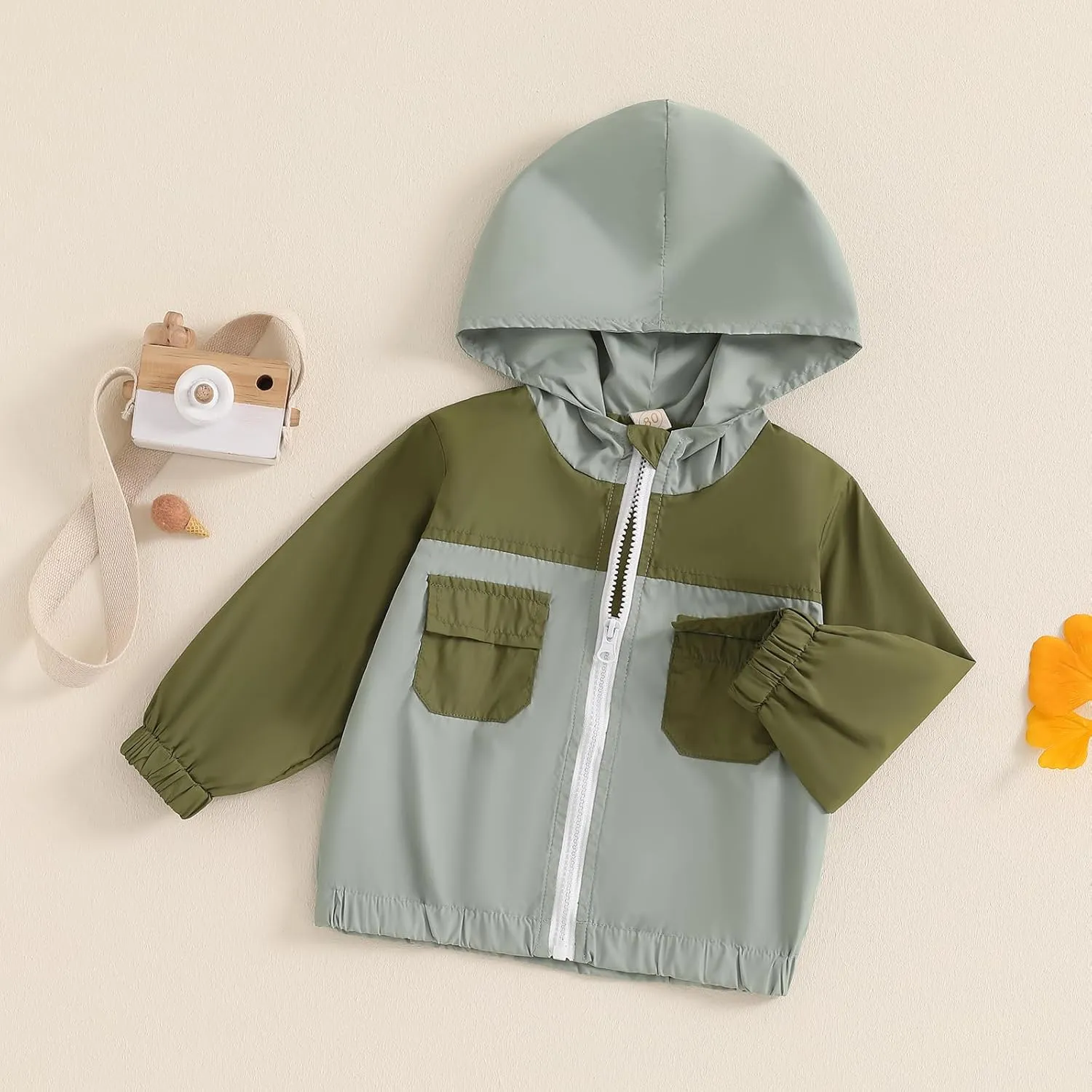 Toddler Baby Boy Fall Winter Jacket Kids Lightweight Windbreaker Outerwear Color Block Hooded Sweatshirt Coat