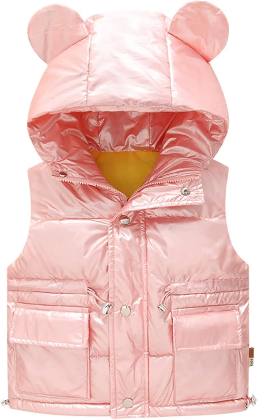 Toddler Boys Girls Puffer Vest Lightweight Water-Resistant Winter Warm Jacket Hoodie Kids Sleeveless Shiny Coats