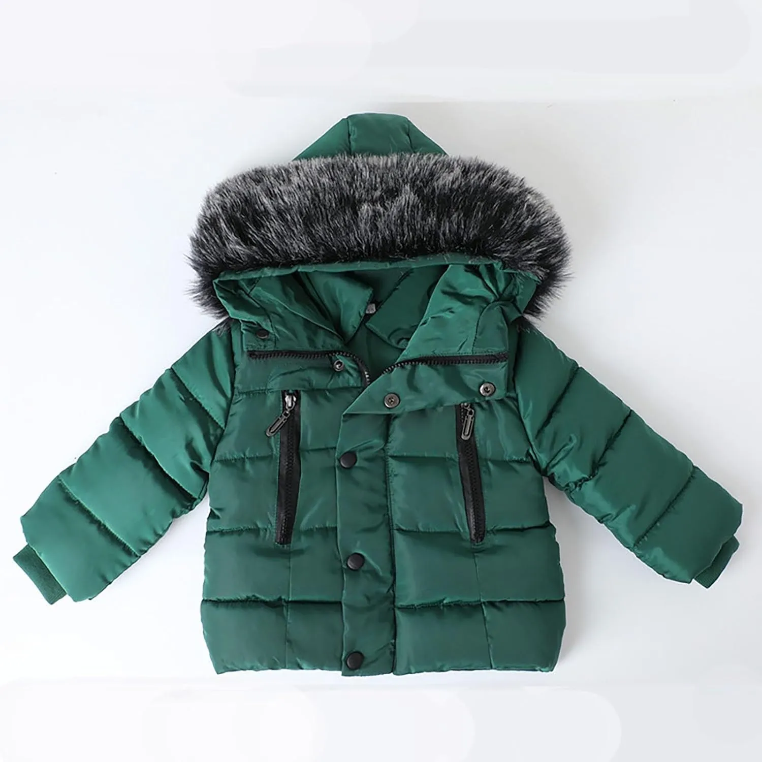 Toddler Coat Thicken Fur Collar Hoodie Jacket Warm Baby Winter Puffer Parka Padded Jacket Baby Boys Girls Outerwear