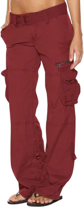 Women's Cargo Pants High Waisted Casual Wide Leg Pants Baggy Stretch Military Tactical Pants with Pockets