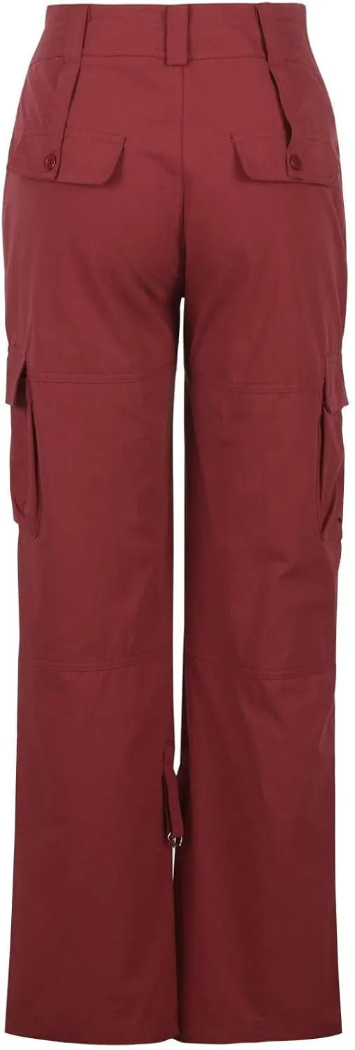 Women's Cargo Pants High Waisted Casual Wide Leg Pants Baggy Stretch Military Tactical Pants with Pockets