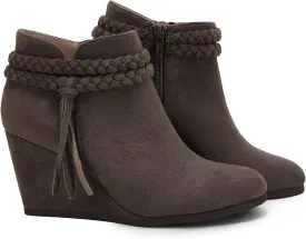 Womens Wedge Ankle Boots Braided Fringe Strap Western Heeled Fall Booties Dress Shoes