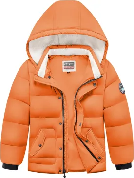 WULFUL Kids Boy's Winter Coat Detachable Hat Puffer Windbreaker Warm Cotton Jacket Parka Down Outdoor Coats