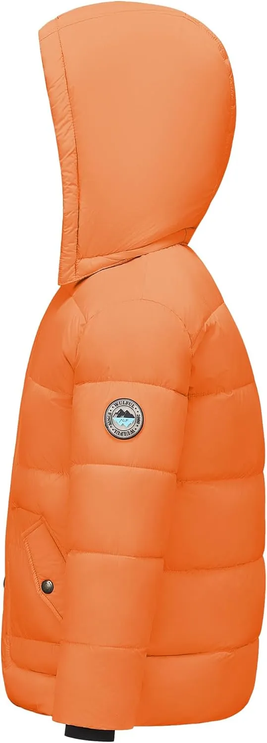 WULFUL Kids Boy's Winter Coat Detachable Hat Puffer Windbreaker Warm Cotton Jacket Parka Down Outdoor Coats