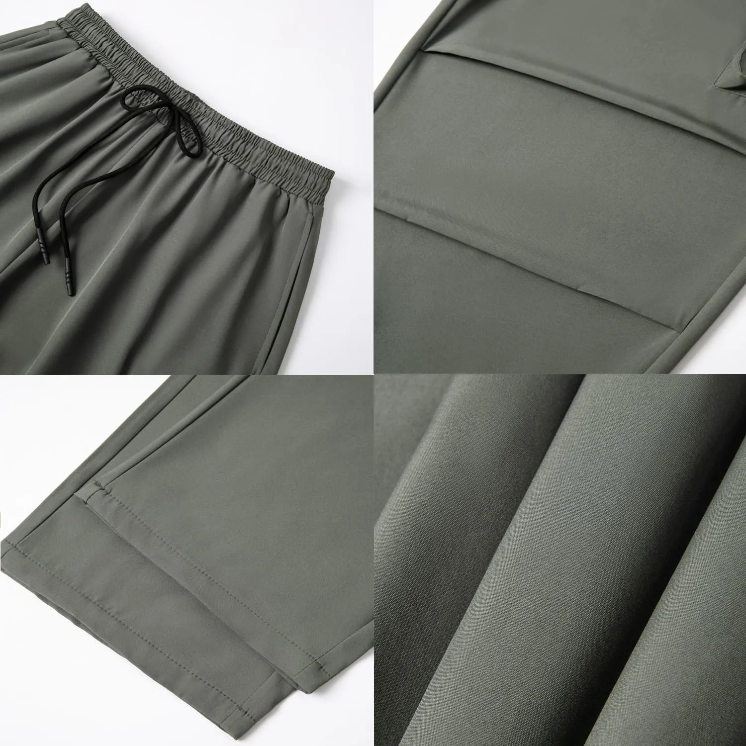 WZIKAI Men's Baggy Cargo Pants Elastic Waist Drawstring Parachute Cargo Pants Casual Joggers Hiking Pants with Pockets